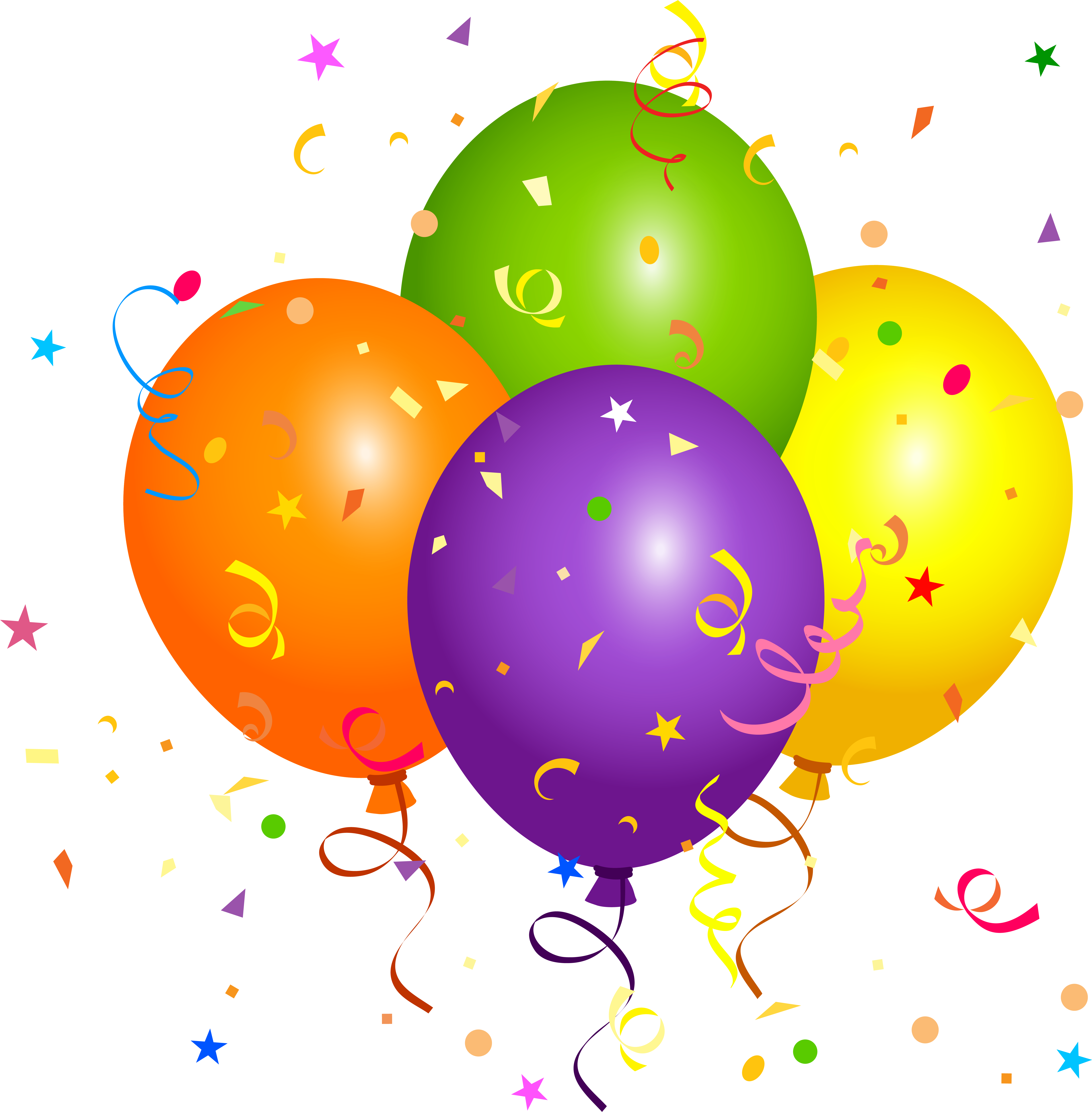 Confetti Clipart Class Party - Balloons And Confetti Clipart (6021x6130)