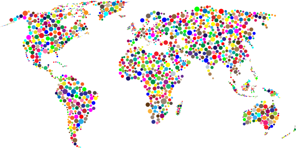 Confetti Cliparts Background 28, - World Map Colorful Png (960x480)