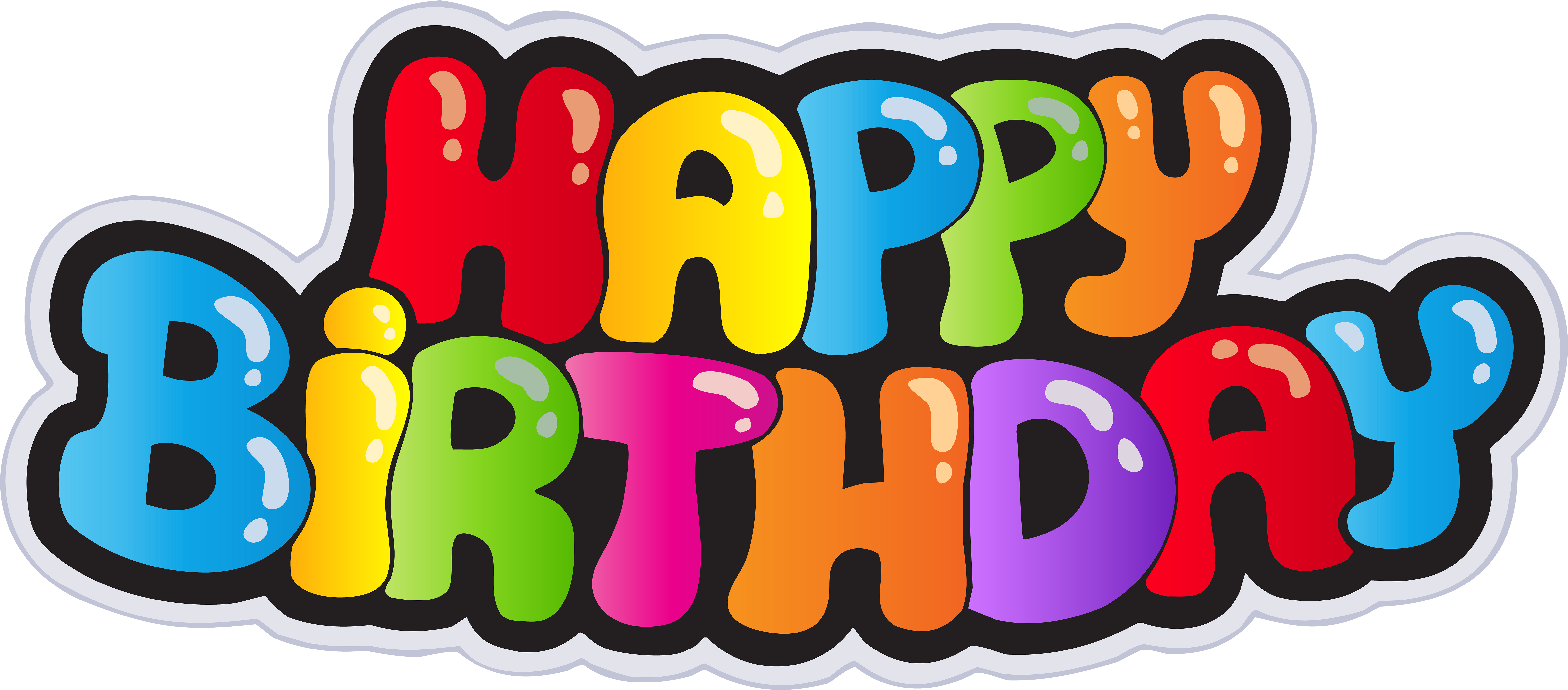 Birthday Party Wish Gift Clip Art - Happy Birthday Sign (8000x3710)