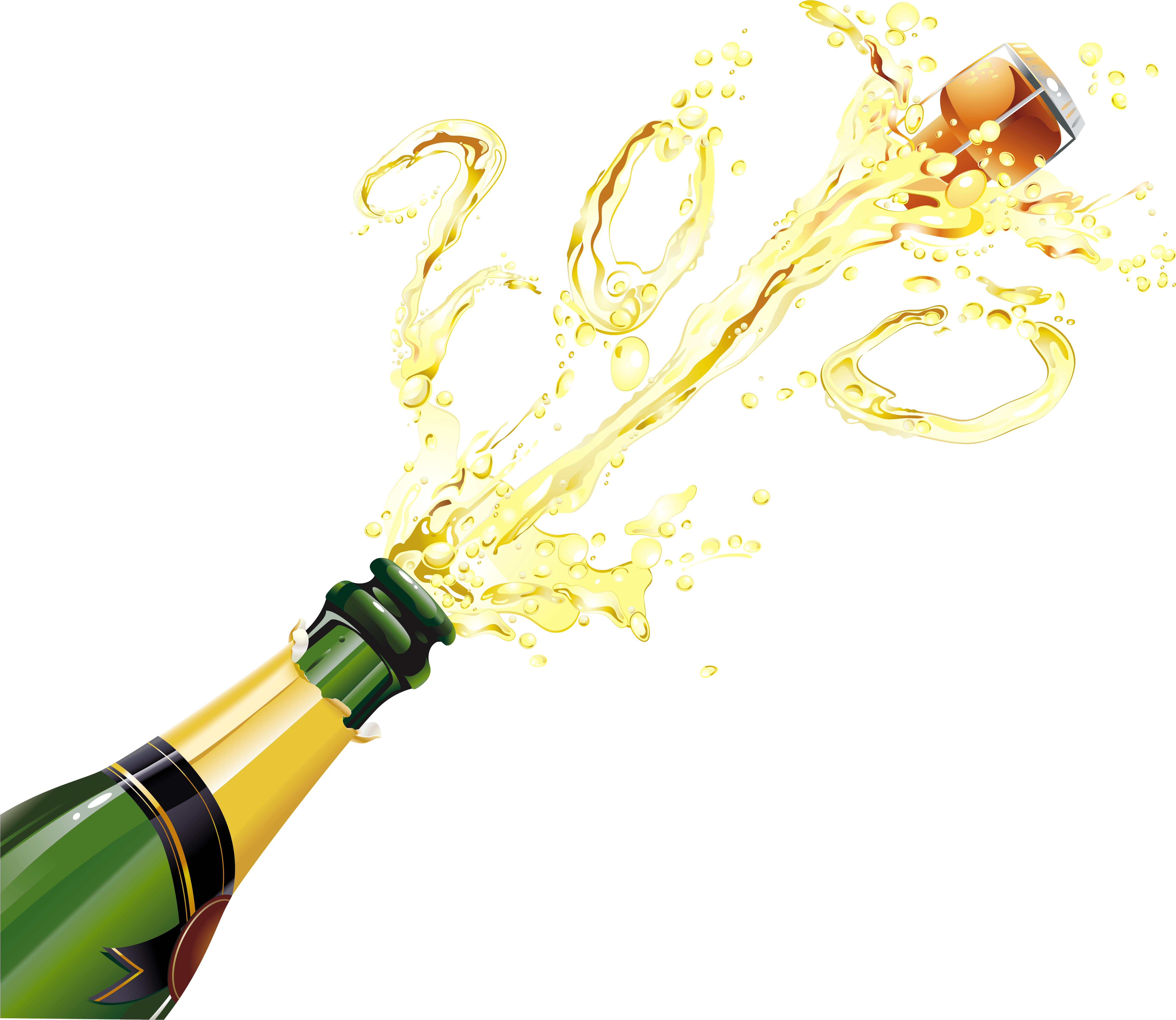New Year Champagne Png Clipart - Champagne Bottle Png (5828x5102)
