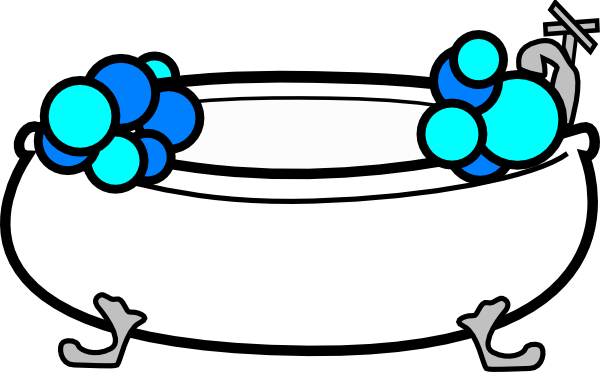 Turquoise Clipart Black And White - Bathtub With Bubbles Clipart (600x372)