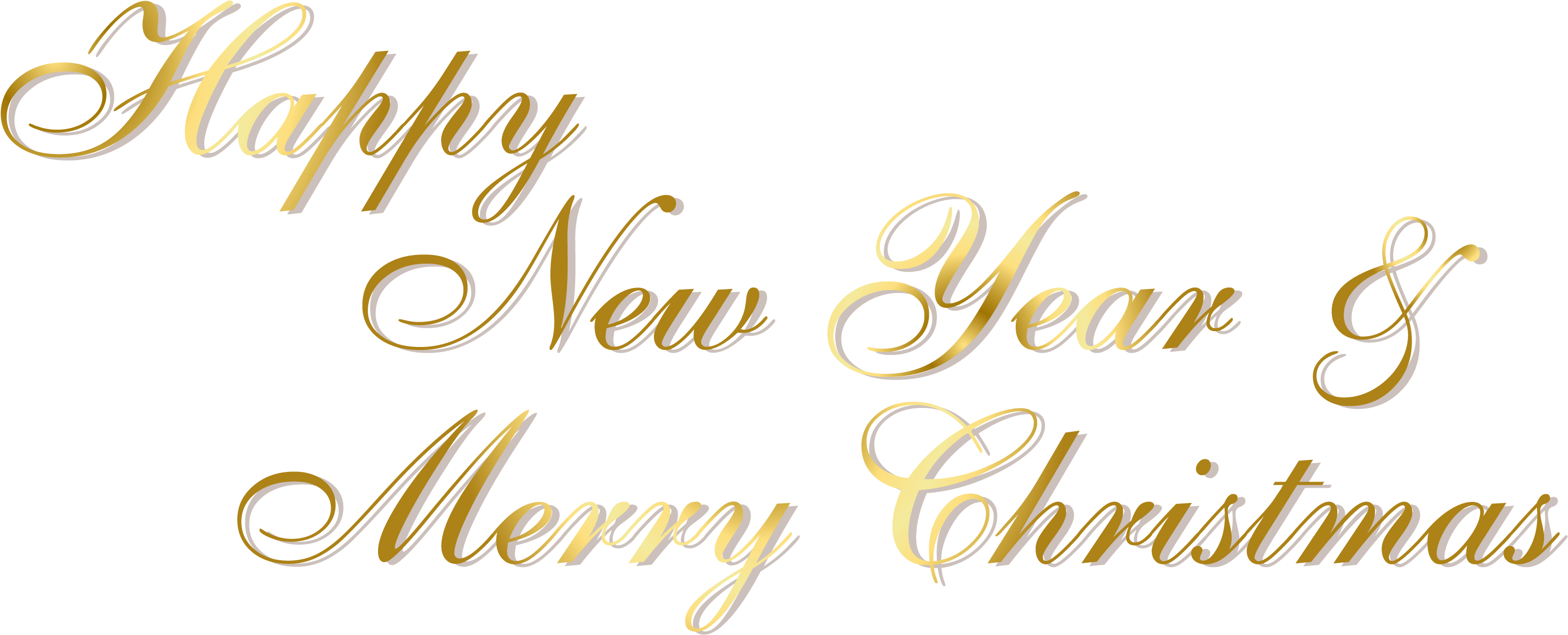 Gold Happy New Year And Merry Christmas Png Text - Merry Christmas And Happy New Year 2018 Text (3189x1333)