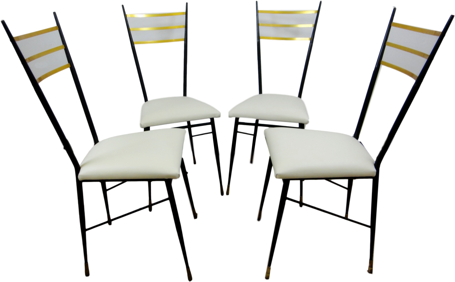 M#century Black Lacquered Metal, Brass, And White Pleather - Chair (1601x1200)