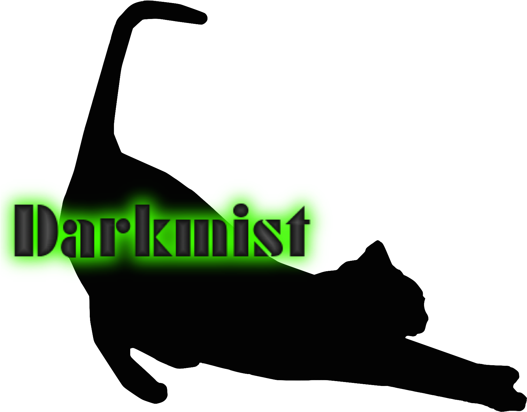 Cat Stretch Silhouette In Black 1 - Stretching Cat Silhouette (1920x1371)