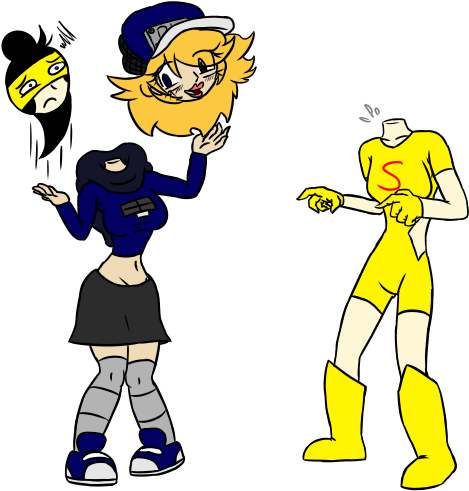 Headless Blu And Stretch By Frazamatron - Headless Girl Cartoon Png (500x500)