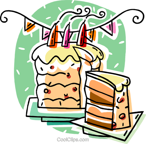 Birthday Cake Royalty Free Vector Clip Art Illustration - Ilustração Bolo De Aniversario (480x475)