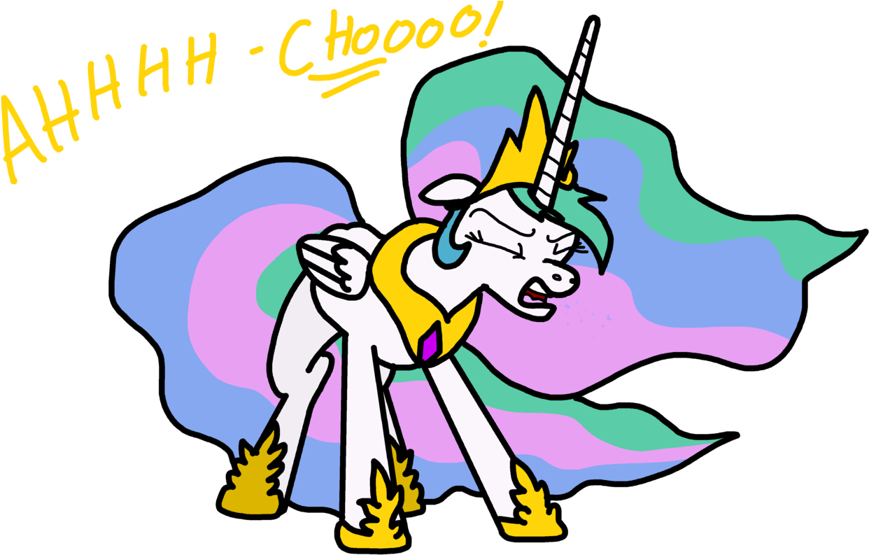 Artist Needed, Princess Celestia, Royalty, Safe, Sneezing, - Cartoon (1280x803)
