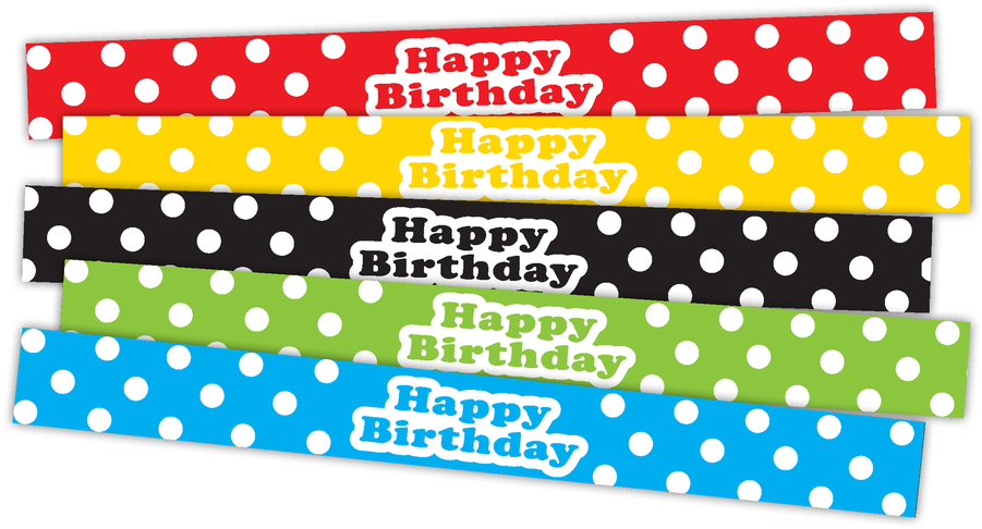 Tcr20665 Polka Dots Happy Birthday Slap Bracelets Image - Polka Dot Happy Birthday (900x900)