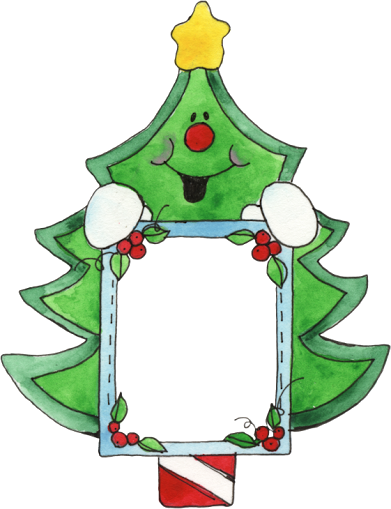 Christmas Clipart - Marcos De Arboles De Navidad (391x509)