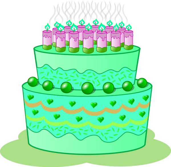 Birthday Cake Clipart - Birthday Cake Clip Art Green (600x588)