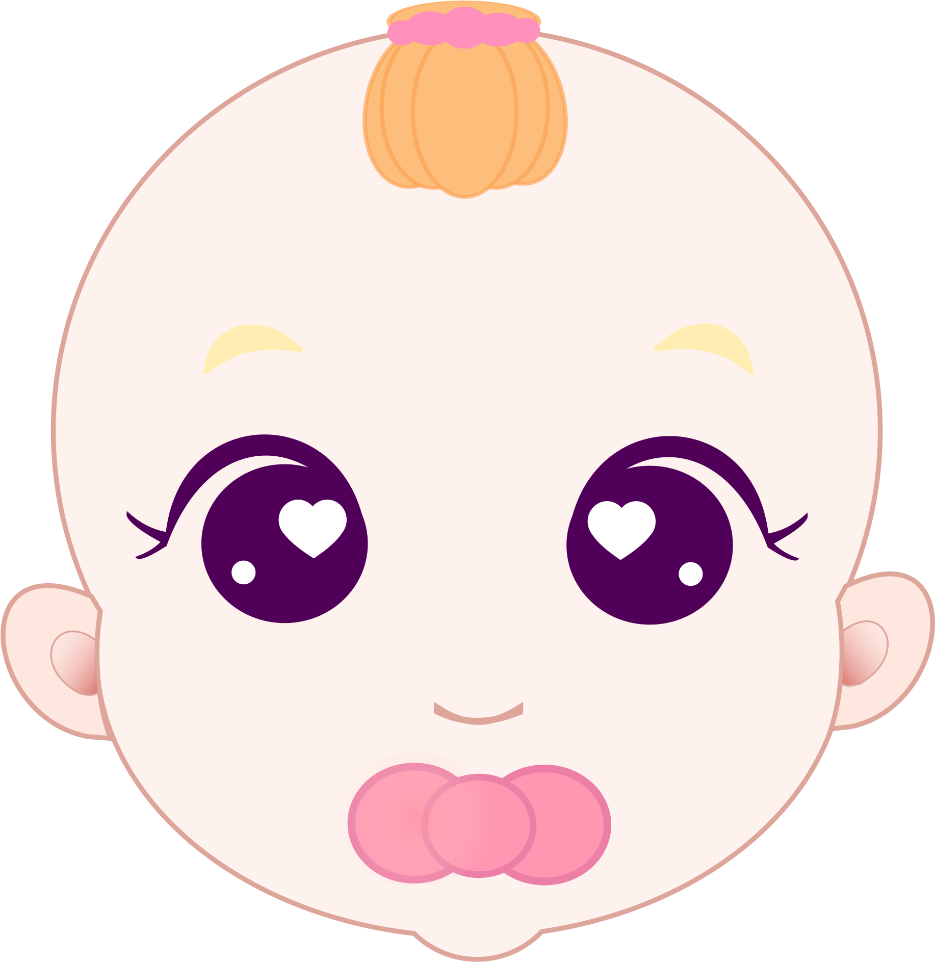 Baby Girl - Baby Face Cartoon Png (2333x2400)