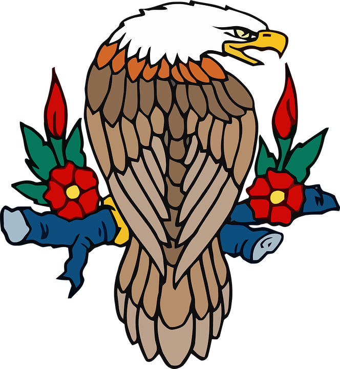 Animal, Bald Eagle, Bird, Branch, Colorful, Fly - Heraldic Bald Eagle (664x720)