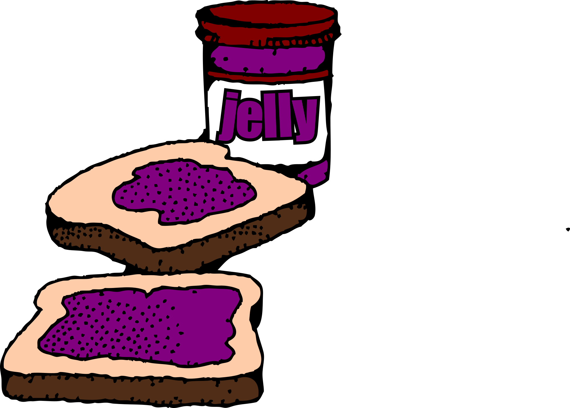 Bread And Jam Clipart - Peanut Butter And Jelly Sandwich Clipart Black (2000x1431)