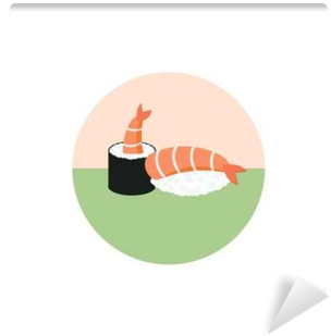 Sushi Rolls With Shrimp Vector Illustration Isolated - Japan Food Icon (400x400)