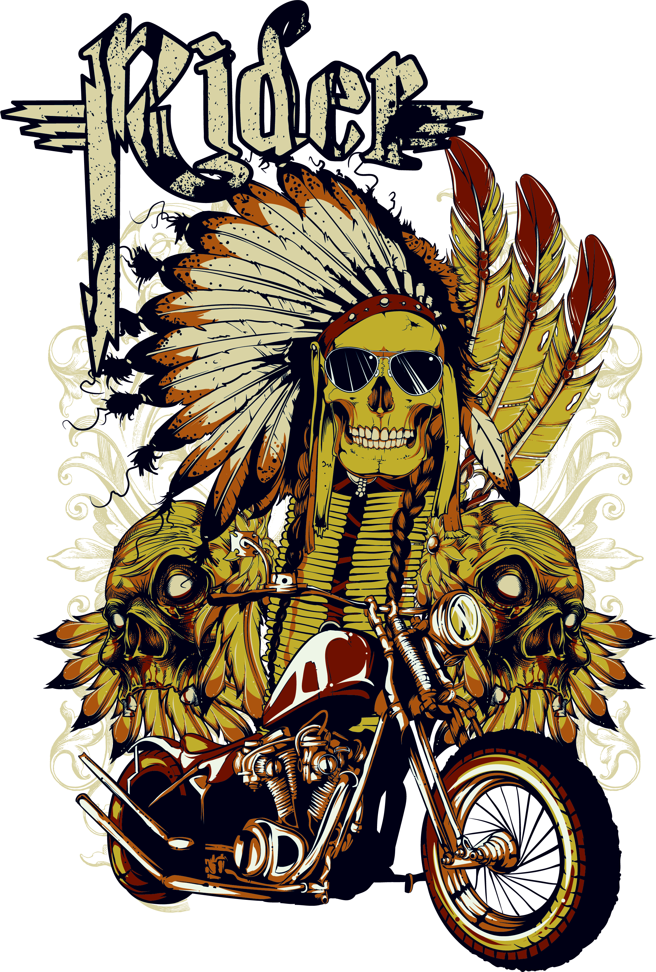 T-shirt Motorcycle Skull - T-shirt Motorcycle Skull (2293x3395)