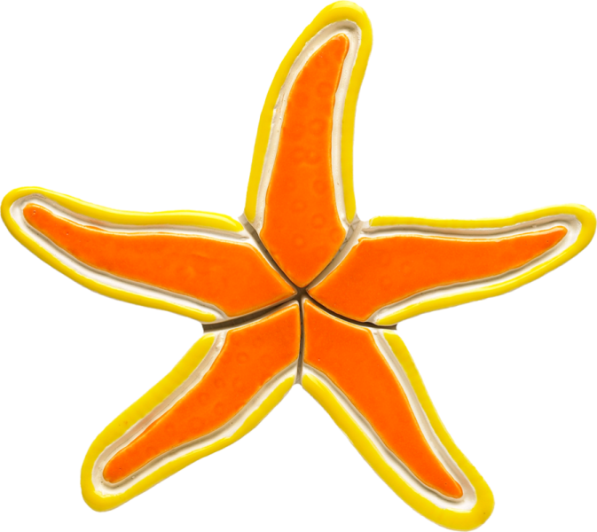 Os36-7 7"x6" Orange Starfish Ceramic Pool Mosaic - Starfish (673x600)