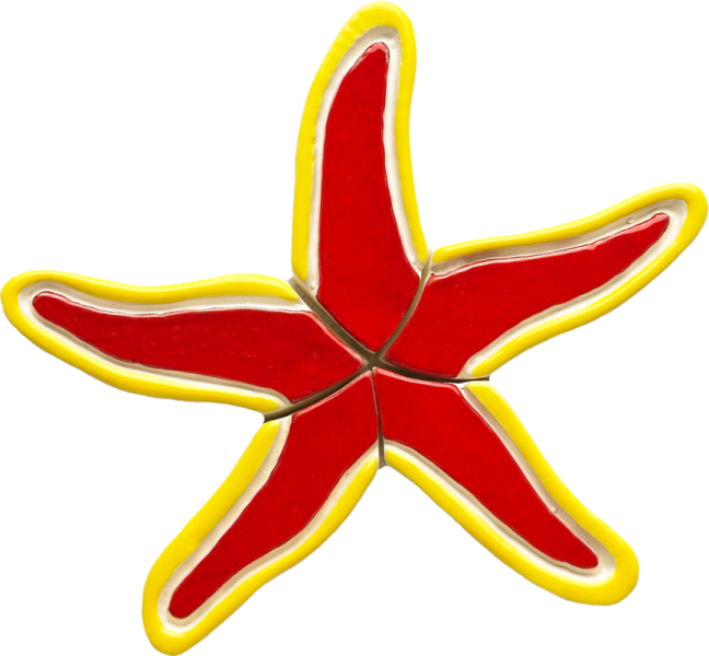Rs38-7 7"x6" Red Starfish Ceramic Pool Mosaic - Starfish (648x600)