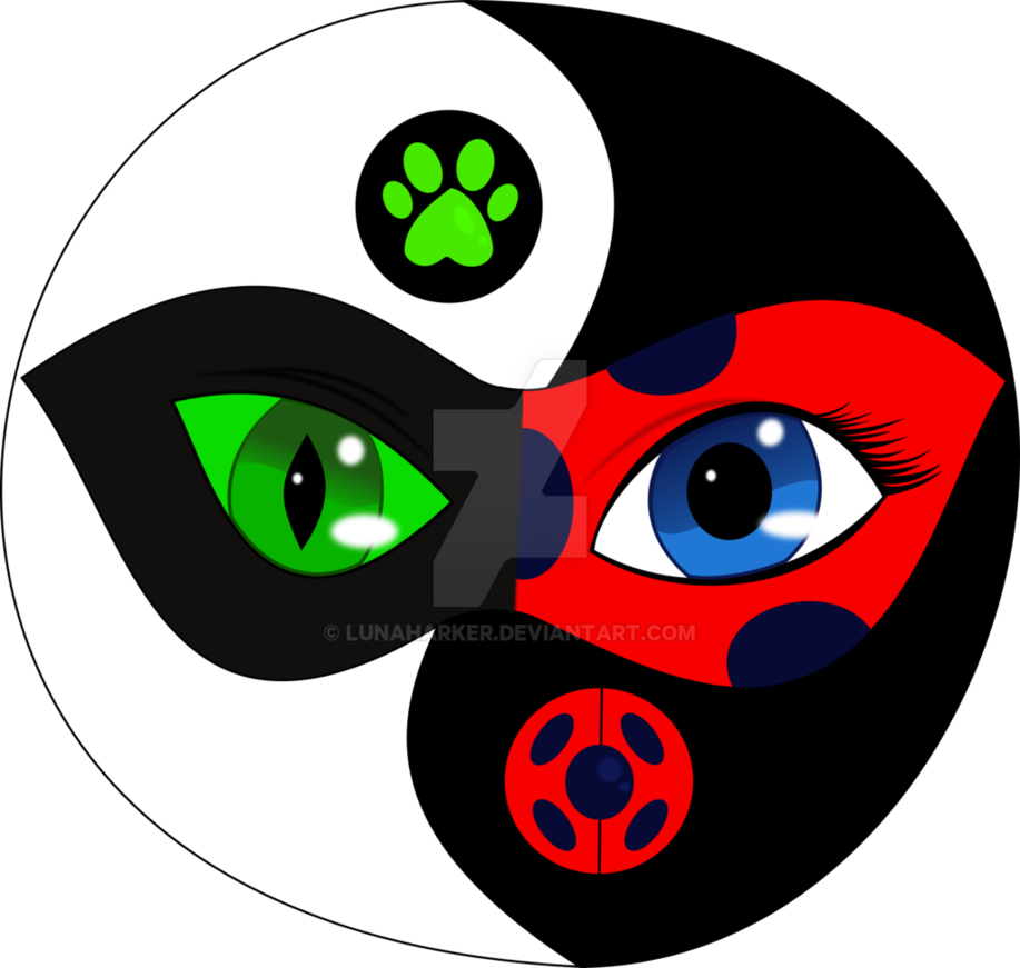 Miraculous Ladybug Yin Yang By Lunaharker On Deviantart - Chat Noir Yin Yang Miraculous Ladybug (917x871)