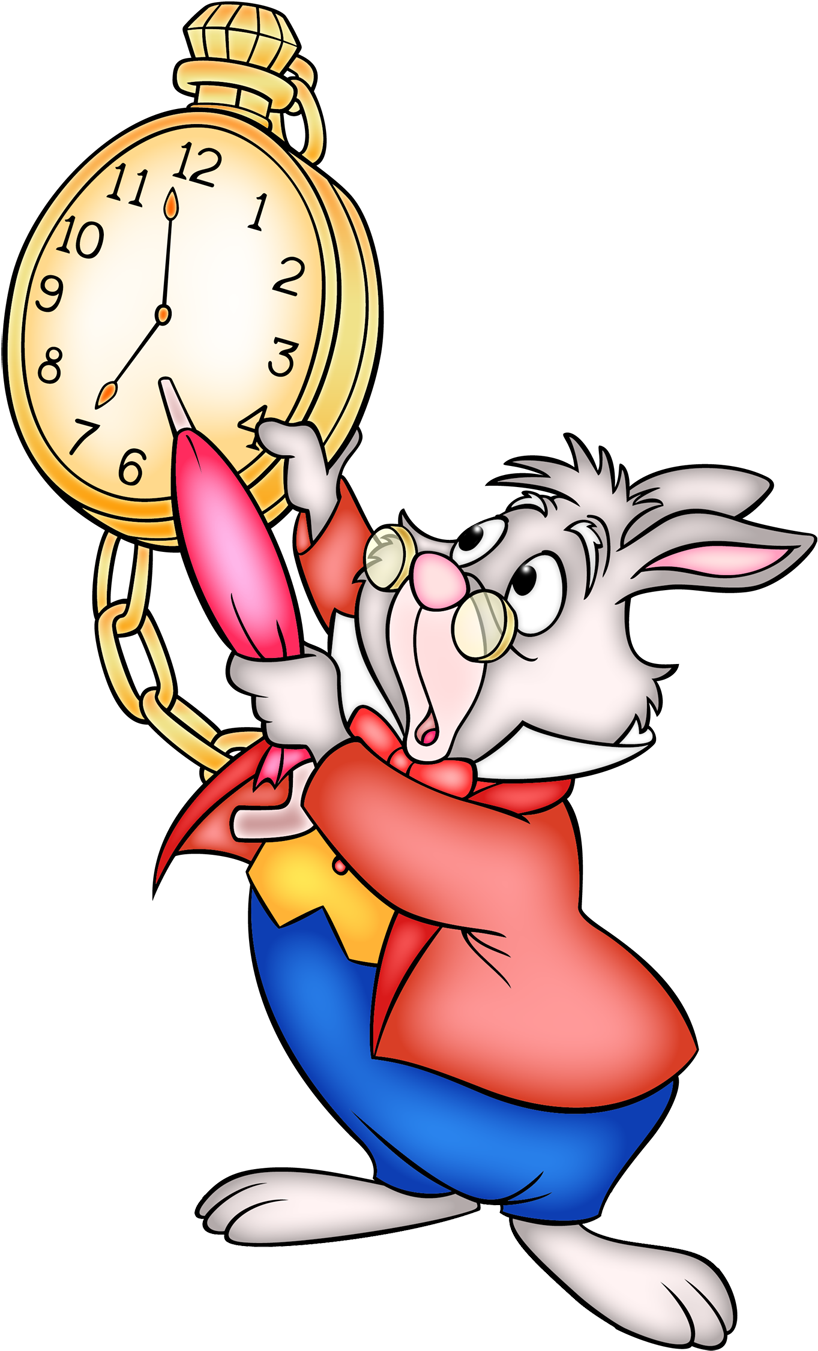 Alice In Wonderland Cartoon Character On A Transparent - White Rabbit With Clock (1500x1500)