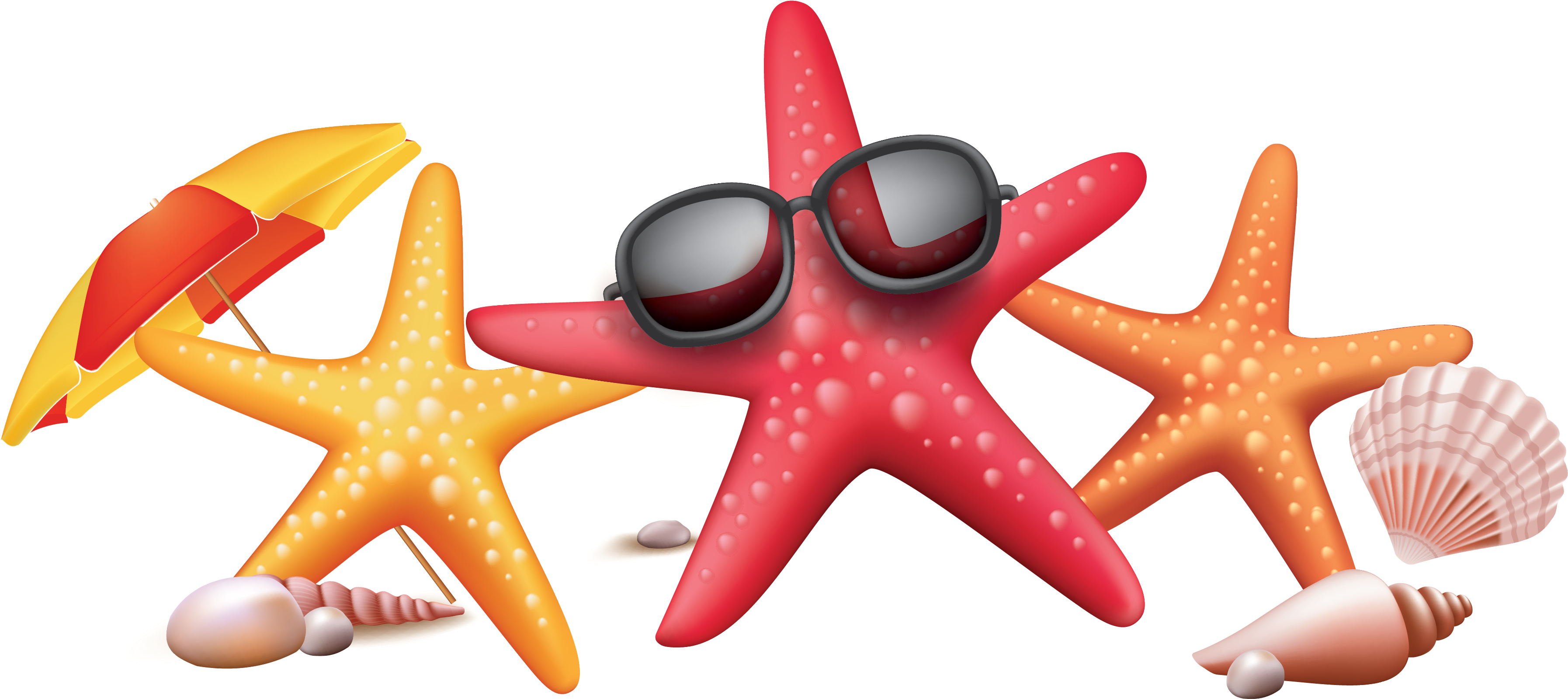 Vector Color Seaside Starfish Sunglasses Creative - Summer Starfish Vector Png (4792x2396)