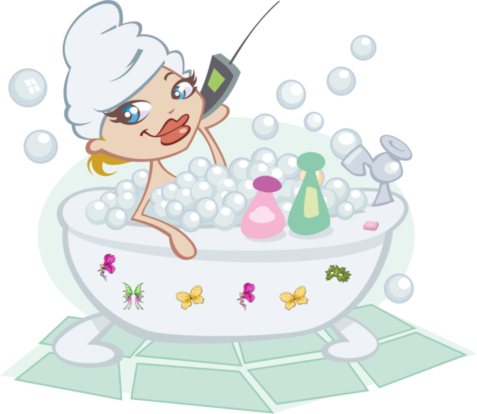Share This Image - Woman In Bubble Bath Clipart (691x600)