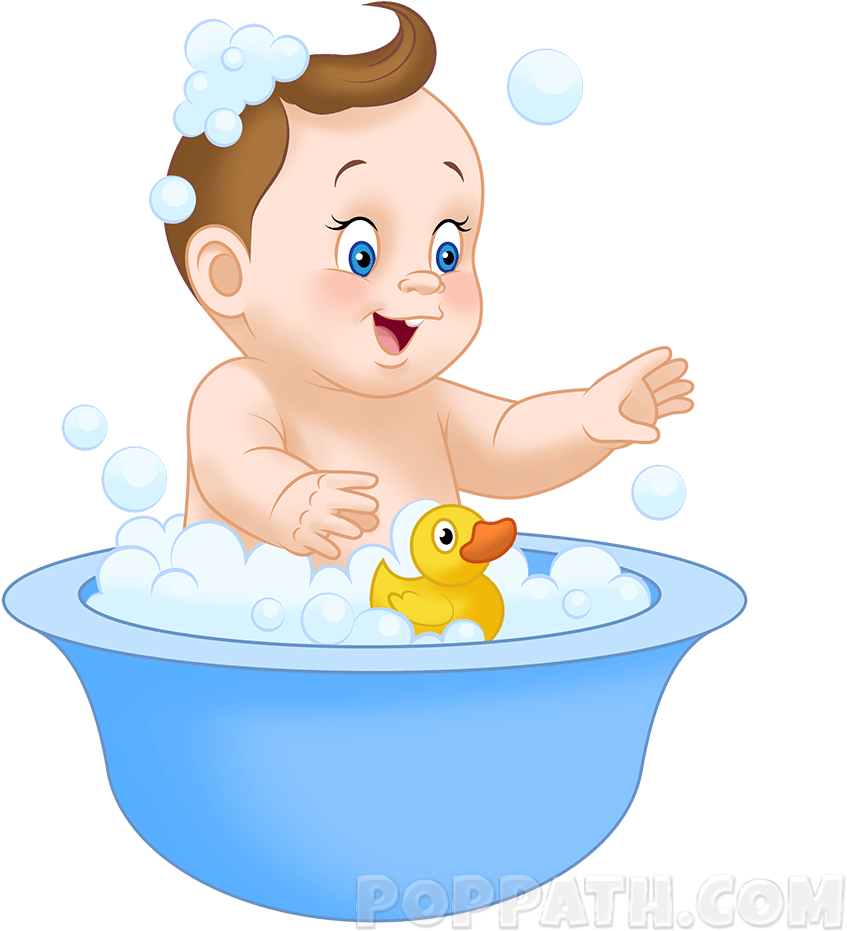 How To Draw A Baby Taking A Bath - Baby Bath Clipart (1000x1000)