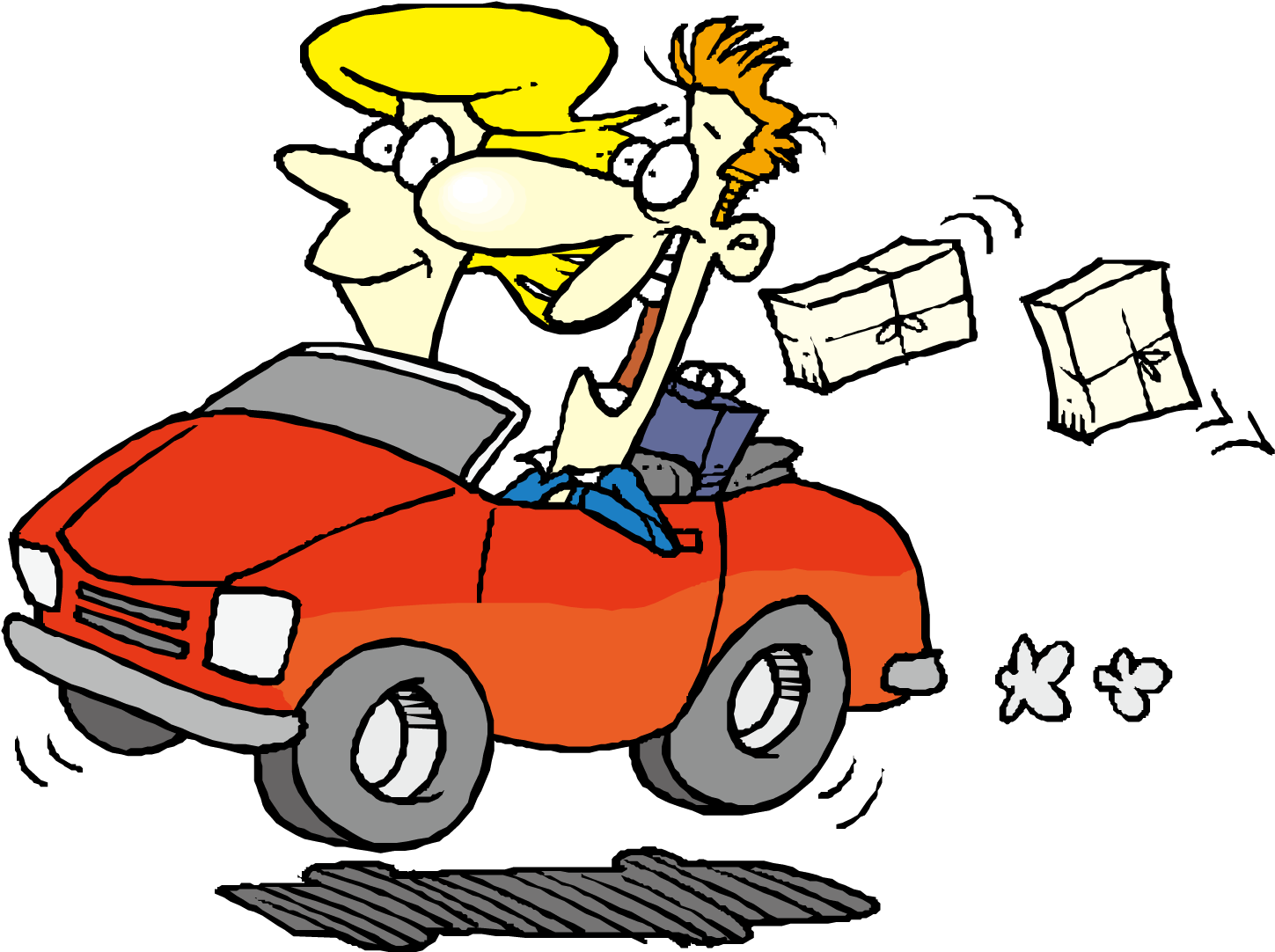 Cartoon Driving Clip Art - People In A Car.