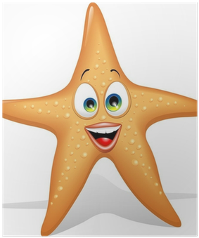 Stella Marina Cartoon Starfish Cartoon Vector Poster - Numeros Fundo Do Mar (400x400)