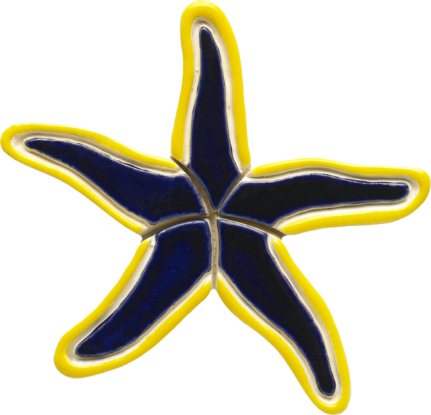 By37-7 7"x6" Blue Starfish Ceramic Pool Mosaic - Mosaic (623x600)