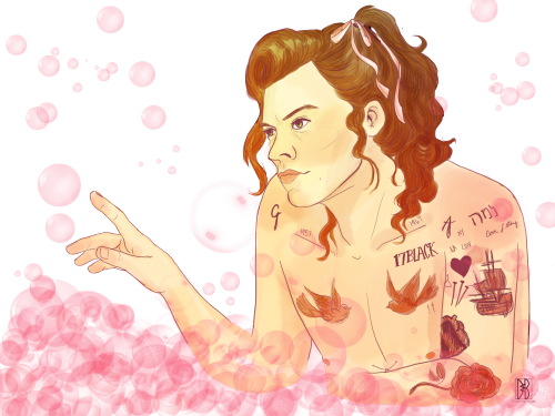 My Part Of The Collab With The Beautiful And Kind @harrydoodles - Harry Styles Bubble Bath (500x375)