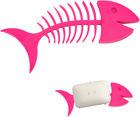 Fishbone Soap - Porte-savon Rosa - Umbra Wishbone Rubber Soap Dish, Pink (535x587)