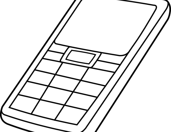 550 X 504 - Clipart Mobile Phone Black And White (550x425)