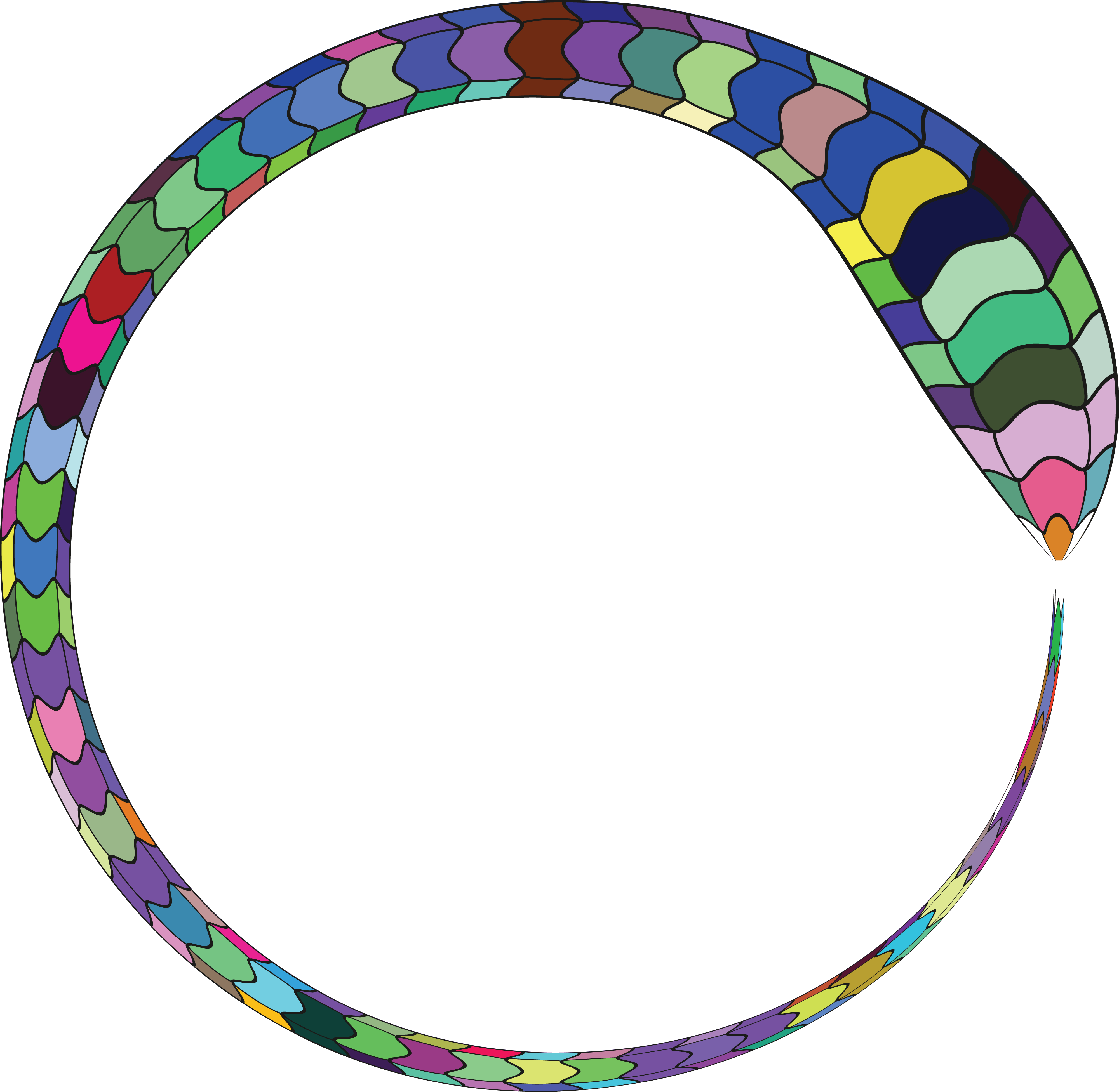 Free Clipart Of A Colorful Snake Forming A Round Frame - Snake Frame Png (4000x3905)
