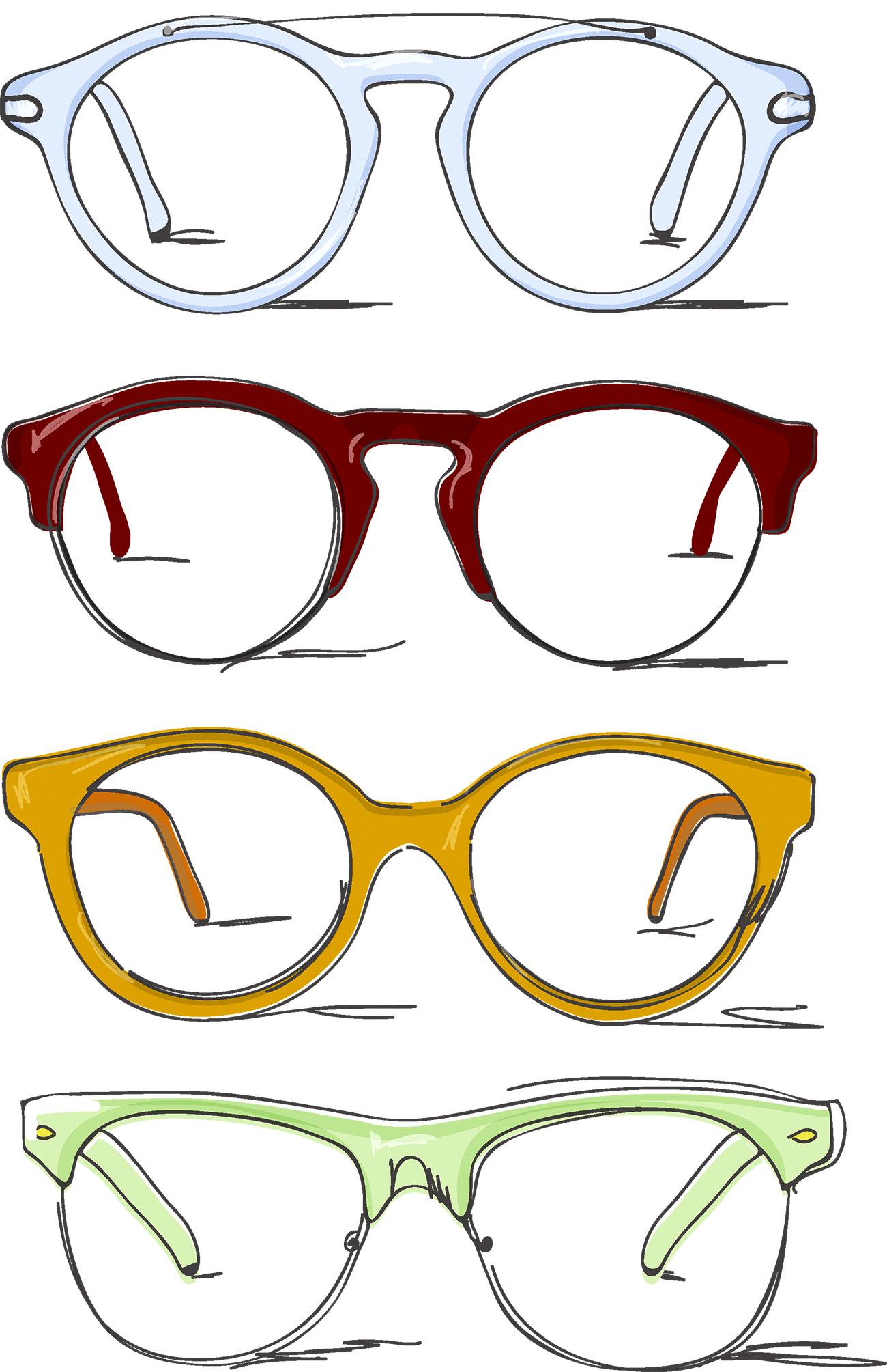 Browline Glasses Drawing Clip Art - Browline Glasses Drawing Clip Art (1300x2009)