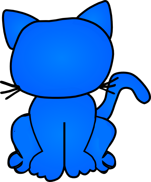 Blue Clip Art Cat (498x598)