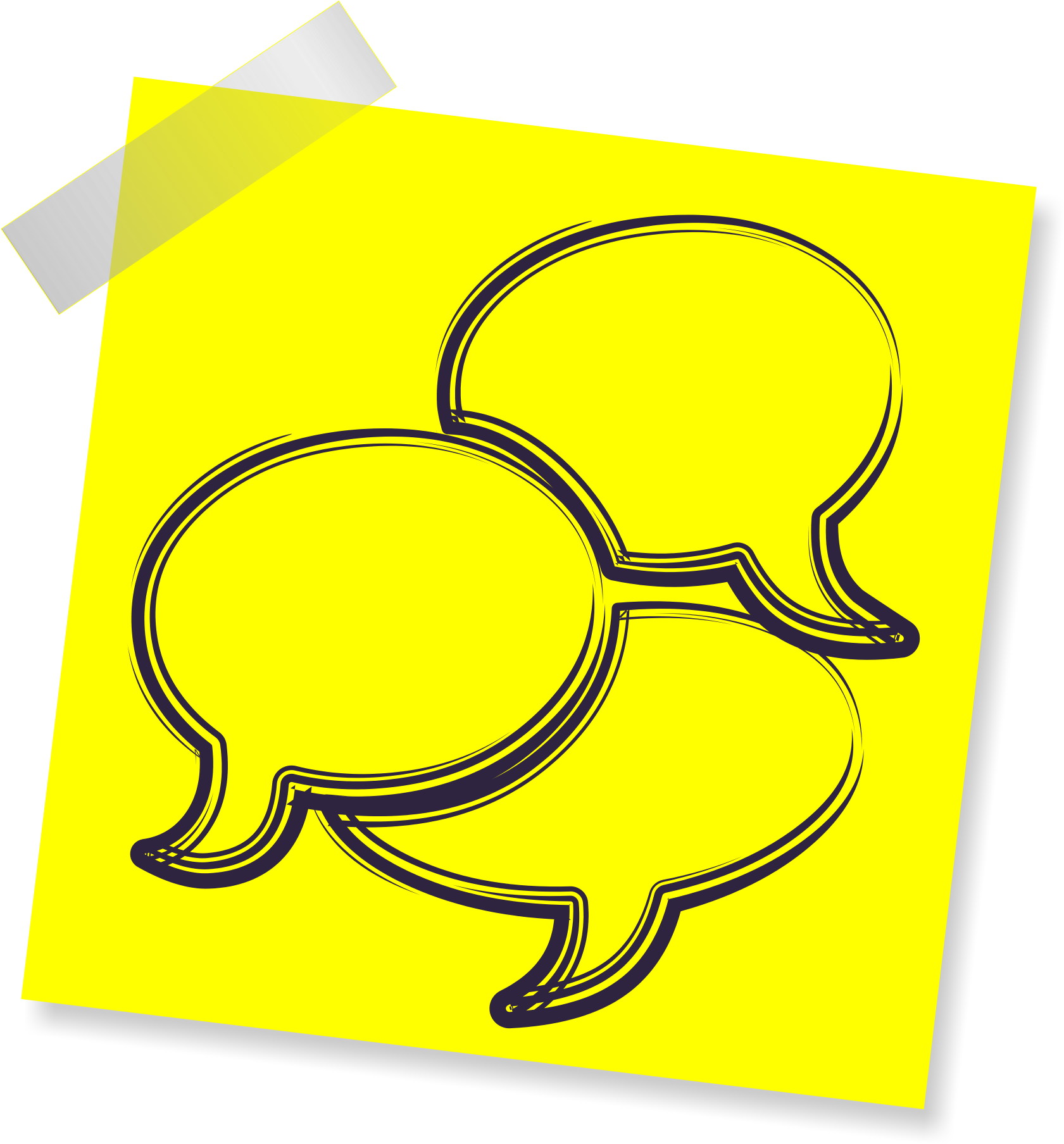 Yellow Post Note With Speech Bubbles - Conversation (2000x2000)