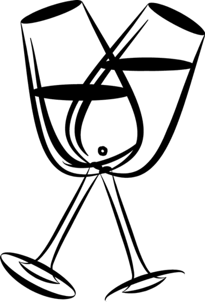 Champagne Glasses Rubber Stamp - Champagne Glass Outline Png Transparent (407x600)