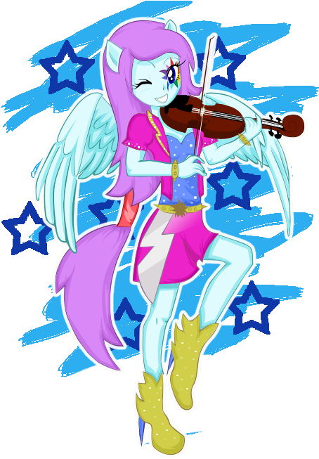 Zinly Plays Violin [old] By Davalina - Mlp Rainbow Rocks Oc (530x654)