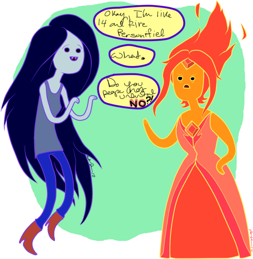 Flame Princess And Marceline By Harashika - Flame Princess Vs Princess Bubblegum (894x894)