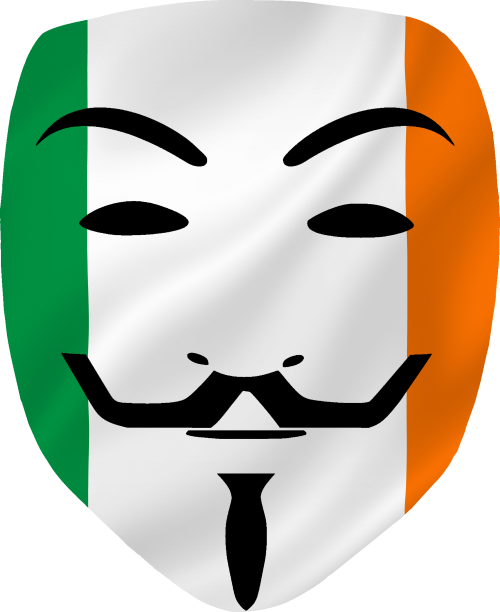 Ireland Irish Anonymous T Shirts And Gifts Available - Guy Fawkes Mask (500x612)