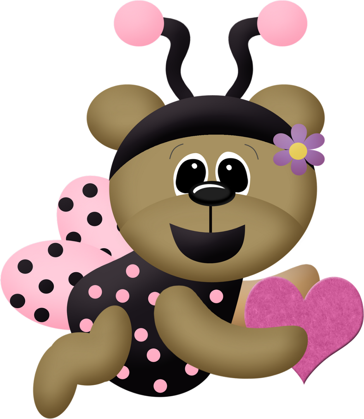 Ladybug Dress Bears Clip Art - Valentine's Day (1600x1524)