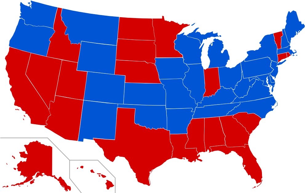 United States Governor Political Map - Parties And Elections In America: The Electoral Process (1024x633)