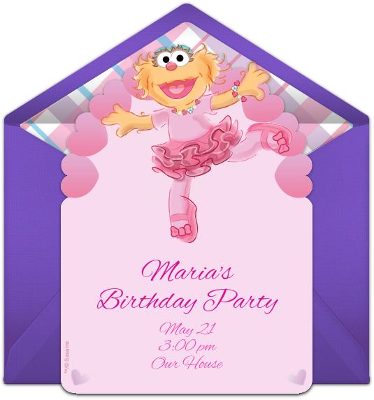 Free Sesame Street Party Invitation With A Zoe Ballet - Zoe Sesame Street Invitation (650x650)