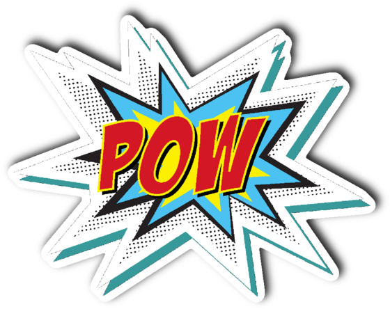 Comic Book Words Pow Vinyl Die Cut Sticker - Comic Book Pow Png (600x600)