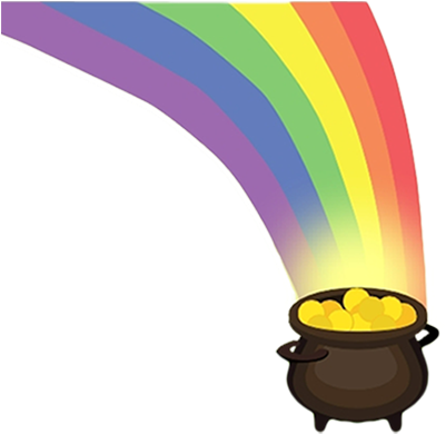 'tis The Season To Be Lucky - Rainbow Pot Of Gold Png (400x399)