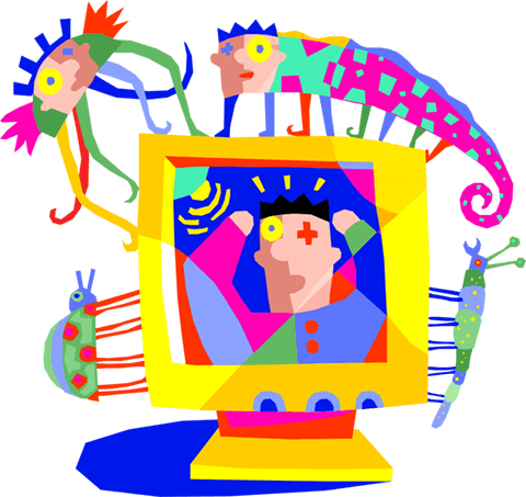 Computer Monitor With Insects On It Royalty Free Vector - Author (480x453)