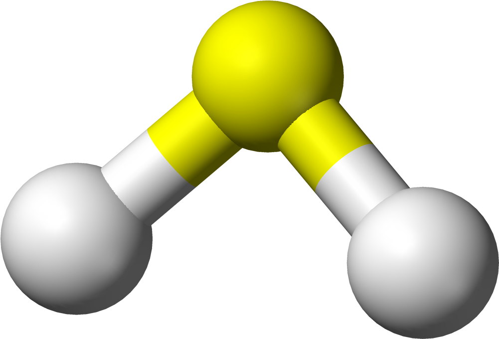 Ball And Stick Model Of Hydrogen Sulfide - Hydrogen Sulfide Molecular Shape (1100x779)