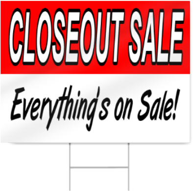 Close Out Sale Sign In Red - Carmine (450x450)