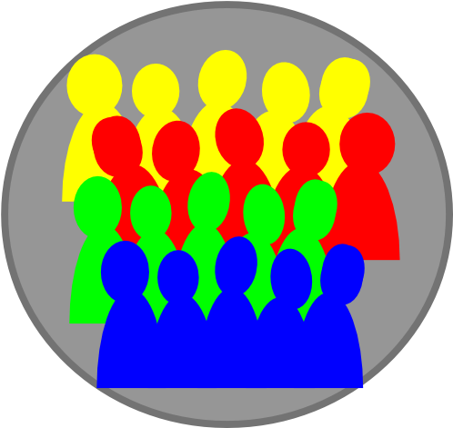 Smaller Crowd 3color Clip Art - Clip Art (600x480)