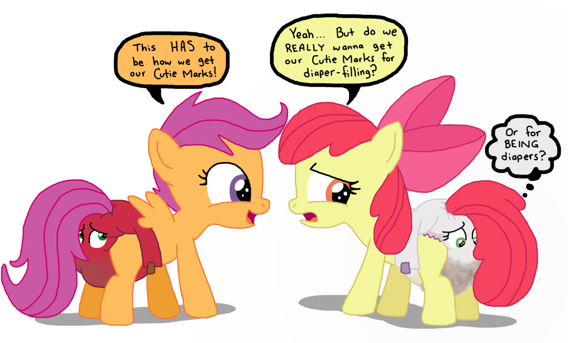 Bunnyboydl94, Cutie Mark Crusaders, Diaper, Diaper - Cartoon (1158x689)